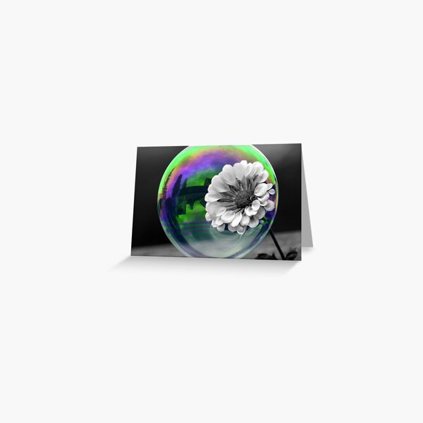 B&W Flower in a bubble Greeting Card