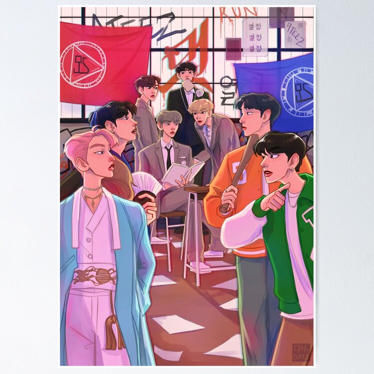KPOP ATEEZ Poster Sticker Aesthetic Decor Poster Home Room Painting Wall  Stickers Hongjoong Seonghwa Yunho Fans
