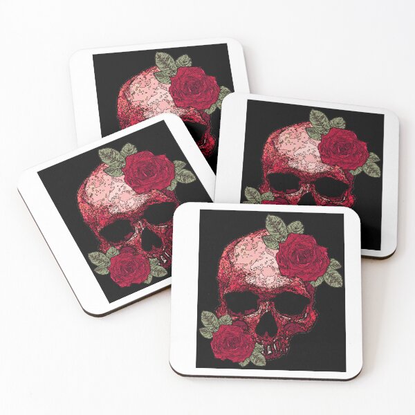 Item preview, Red skull with roses. designed and sold by Francis Anderson.