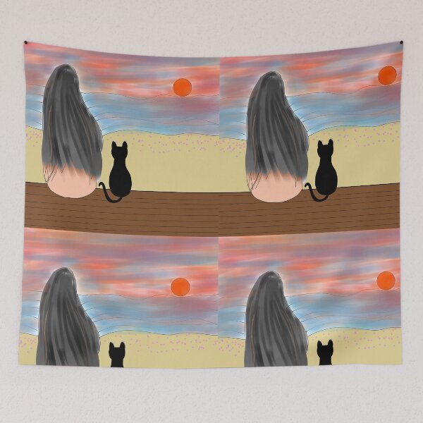 Item preview, Cat watching sunset with lovely owner. designed and sold by Darkies-store.
