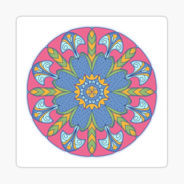 Blumen und Ähren Mandala digital art Sticker