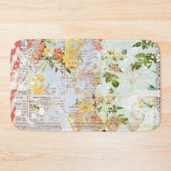 Item preview, Grunged Florals on Blue designed and sold by Rainbows Galore.