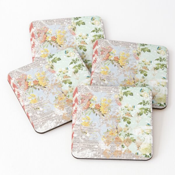 Item preview, Grunged Florals on Blue designed and sold by Rainbows Galore.