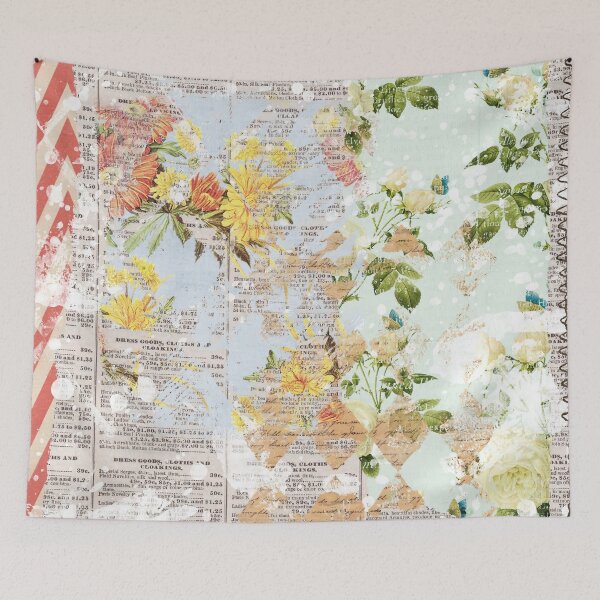 Item preview, Grunged Florals on Blue designed and sold by Rainbows Galore.