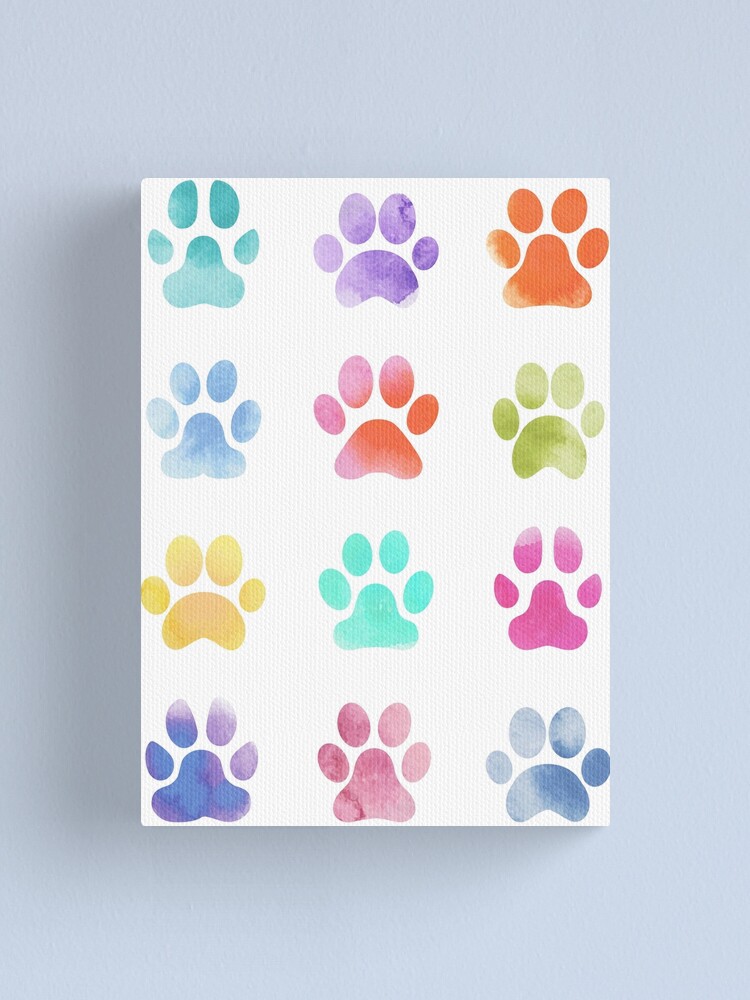 Watercolour Paw Prints Dog Paws Canvas Print