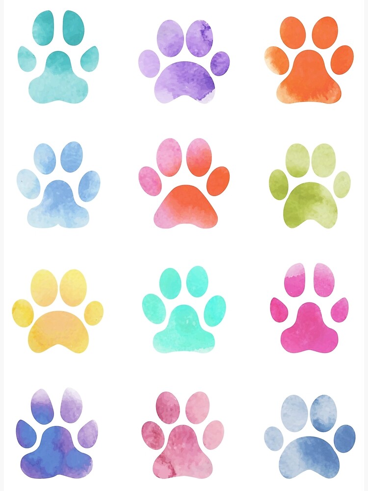 Thumbnail 3 of 3, Poster, Watercolour Paw Prints, Dog Paws designed and sold by khyphenj.