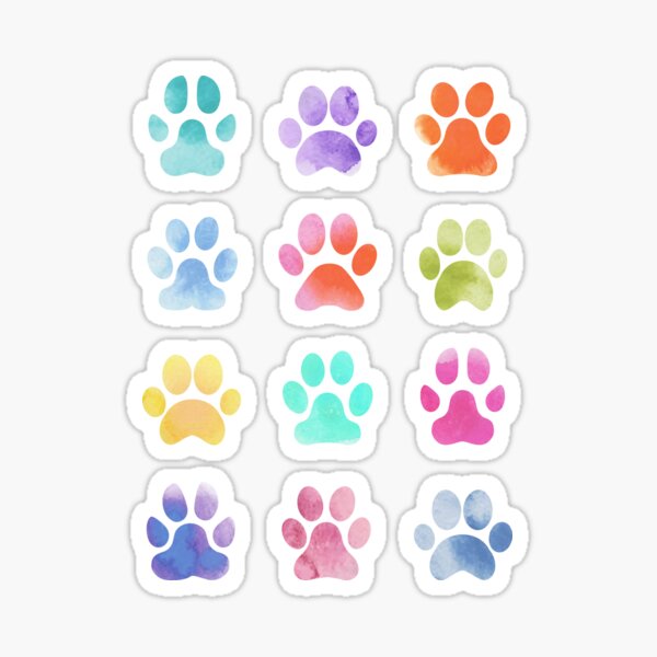 Watercolour Paw Prints, Dog Paws Sticker
