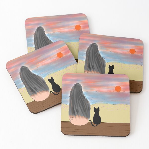 Item preview, Cat watching sunset with lovely owner. designed and sold by Darkies-store.