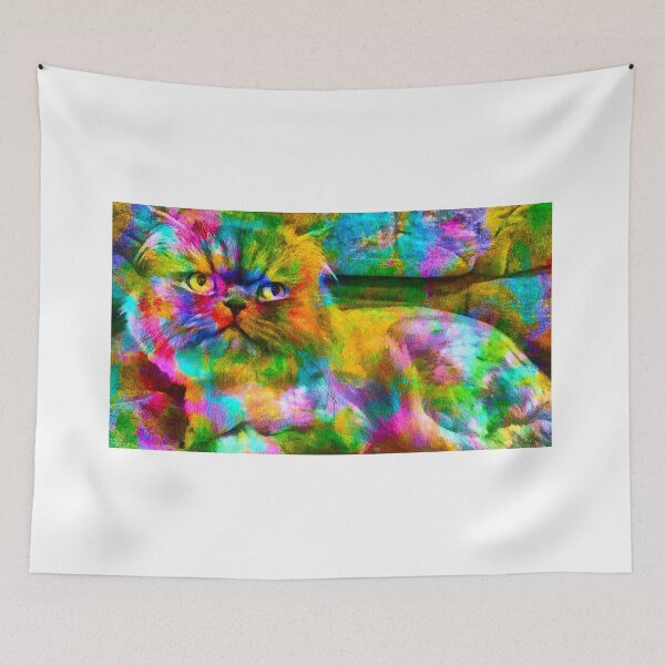 Artikelvorschau, Colorful Persian cat looking grumpy - digital painting entworfen und verkauft von NickoPrints.