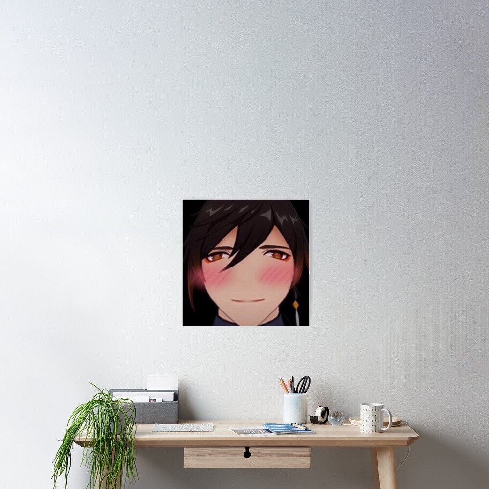 "Genshin Impact Zhongli Blushing Meme" Poster for Sale by ArtsyDecals Redbubble