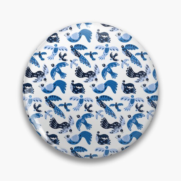 Item preview, Blue fancy birds pattern designed and sold by LaBelleMaison.