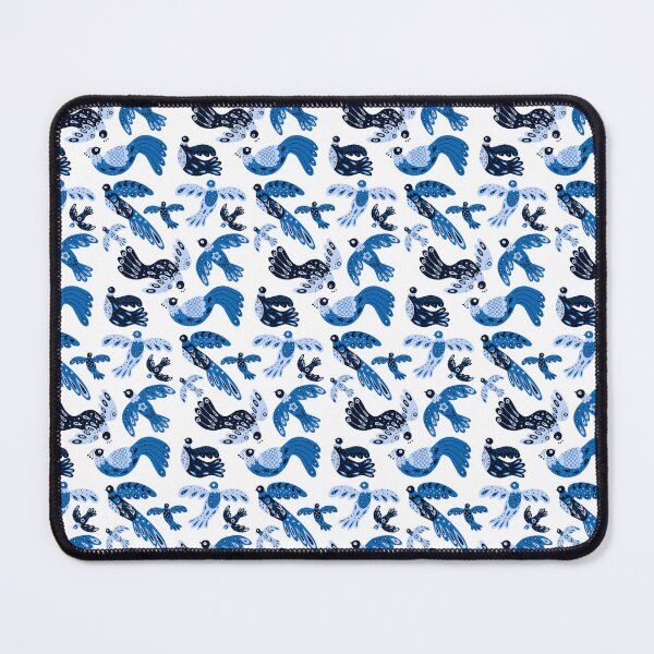 Item preview, Blue fancy birds pattern designed and sold by LaBelleMaison.