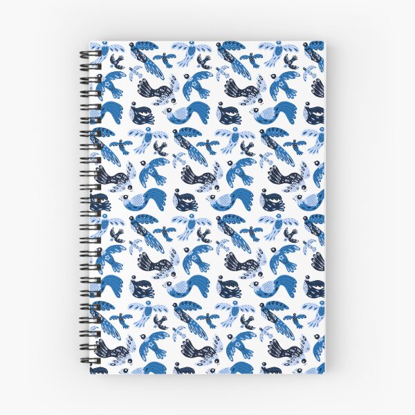 Item preview, Blue fancy birds pattern designed and sold by LaBelleMaison.