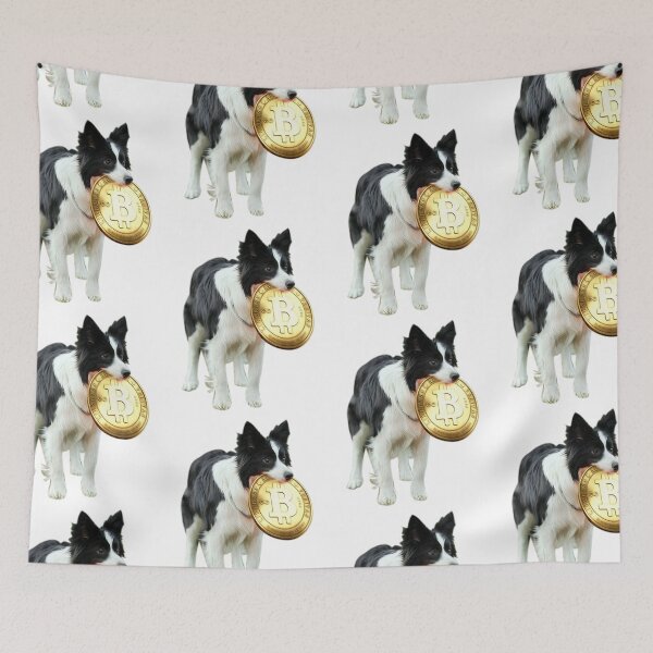 Aperçu de l'œuvre Bordercollie & Bitcoin T-Shirt créée et vendue par Chiodigno.