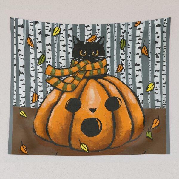 Item preview, Autumn Pumpkin Black Cat designed and sold by KilkennyCat Art.