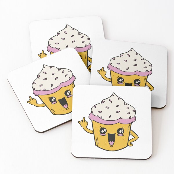 Item preview, Kawaii cupcake Funny Cupcake showing the middle finger  designed and sold by 1White-Rabbit.