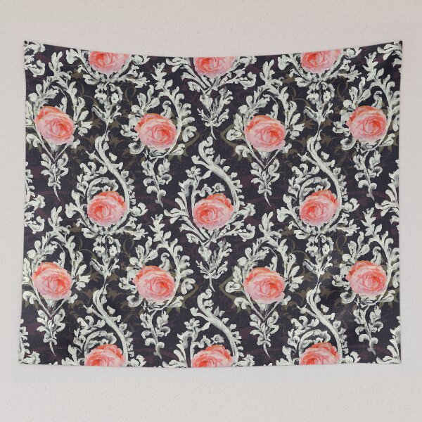 Item preview, Victorian Rose Damask with Scrolls designed and sold by Michelebuttons.