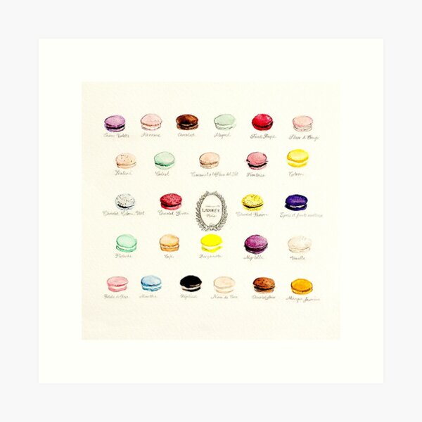 Laduree Macarons Flavor Menu Art Print