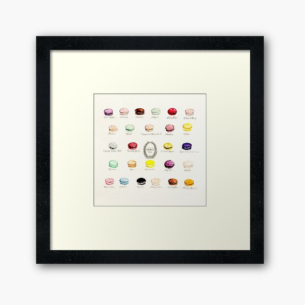 Laduree Macarons Flavor Menu Framed Art Print