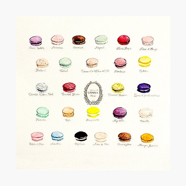 Laduree Macarons Flavor Menu Photographic Print