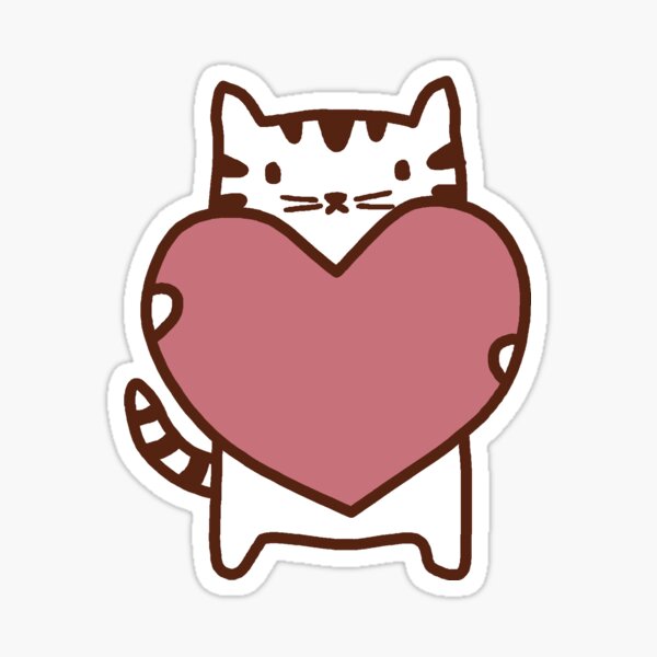 White Cat Love Sticker