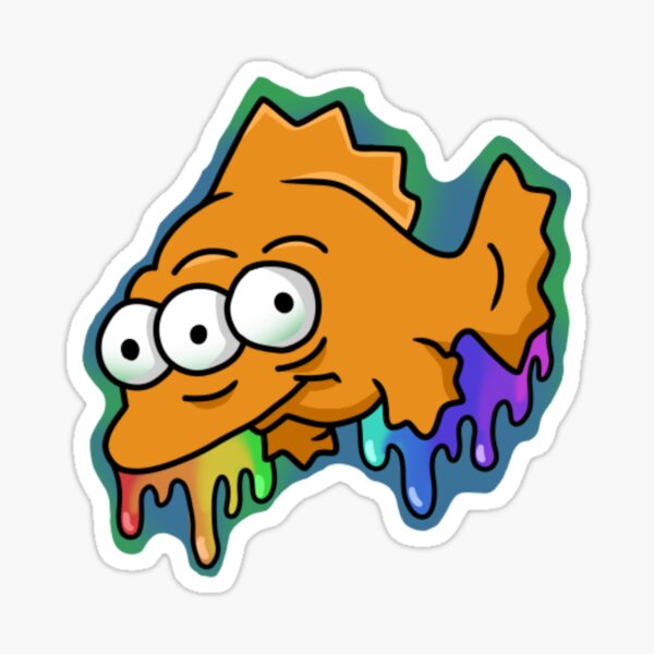 Vista previa del artículo con la obra «Doodle del pez de tres ojos de Los Simpson», diseñado y vendido por poison art.