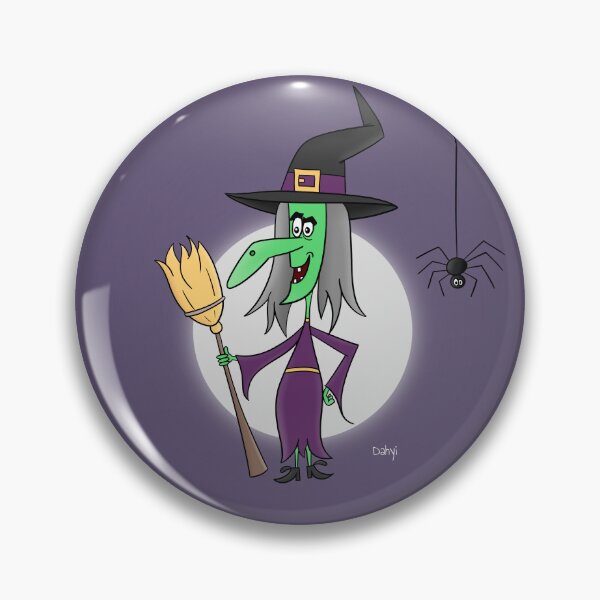 Item preview, Green Halloween Witch with her broom and spider  designed and sold by Dahyi.