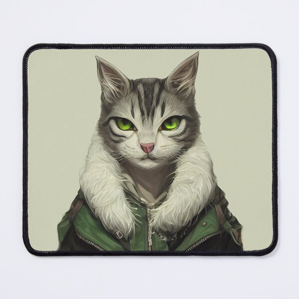 Item preview, Cat with green eyes wearing a jacket designed and sold by JackPets.