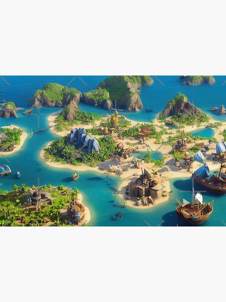 3D Render Of Caribbean Pirate Archipelago In Isometric Perspective.  Thriving Pirate City Port In The Style Of Civilization. Stock Photo,  Picture and Royalty Free Image. Image 190971627.