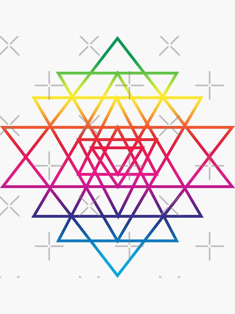 Sacred Geometry Geometric Mandala Flower Of Life Rainbow Sri Yantra Star by thespottydogg