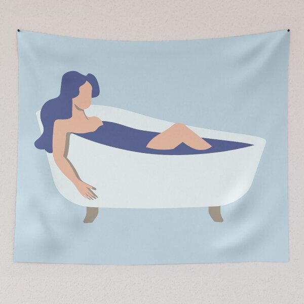 Item preview, Self care illustration with young woman in bathtub  designed and sold by CutieBlue.