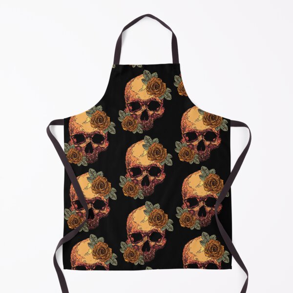Artikelvorschau, Orangefarbener Totenkopf mit Rosen. entworfen und verkauft von Francis Anderson.
