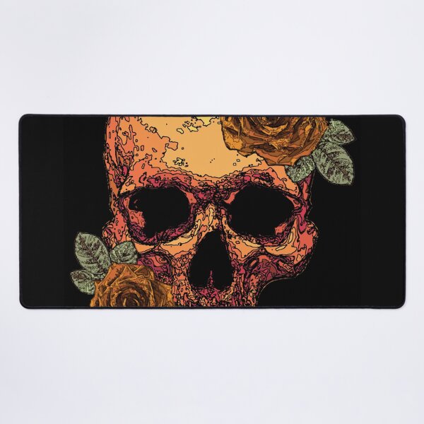 Artikelvorschau, Orangefarbener Totenkopf mit Rosen. entworfen und verkauft von Francis Anderson.
