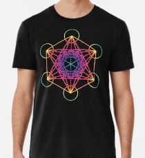 Camiseta premium Geometría sagrada Mandala geométrica Cubo de Metatron Flor de la vida Arco iris