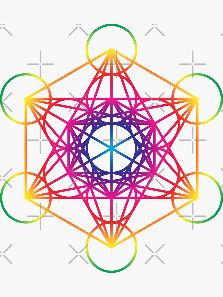 Sacred Geometry Geometric Mandala Metatrons Cube Flower Of Life Rainbow by thespottydogg