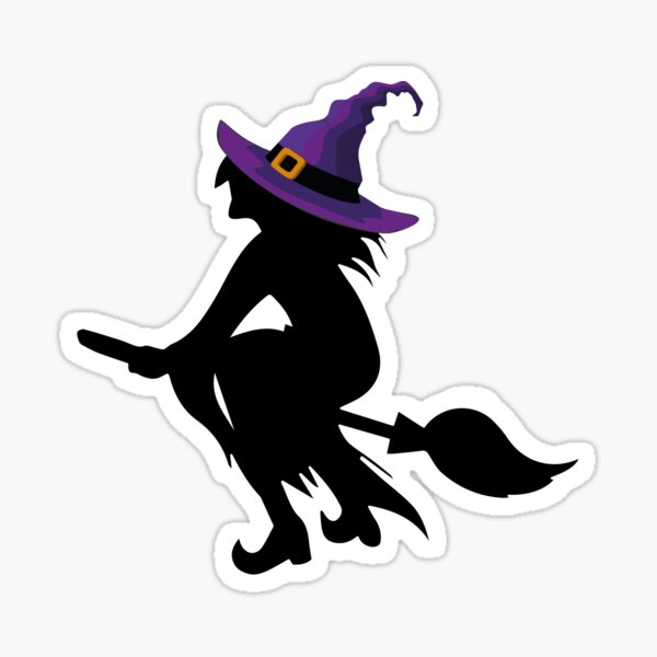 Halloween Flying Witch Sticker For Sale By Azircollection Redbubble