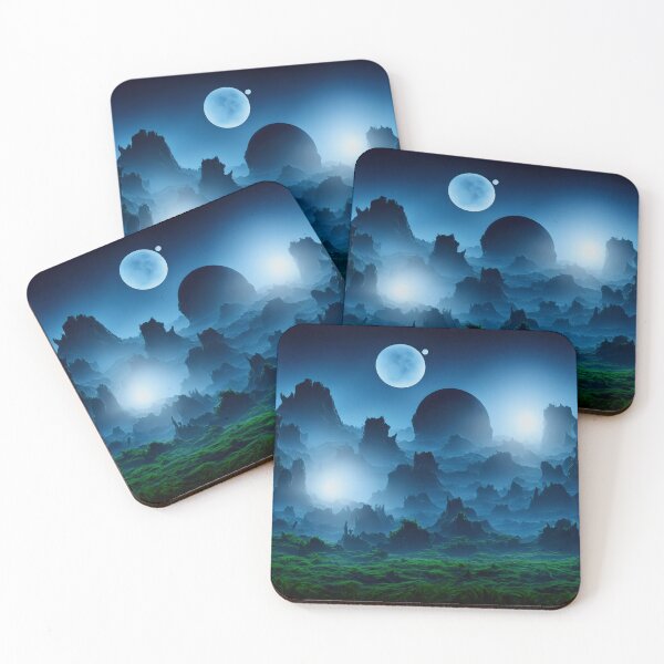 Item preview, Fantasy alien landscape with alien artifacts and two moons designed and sold by BrachiaST.