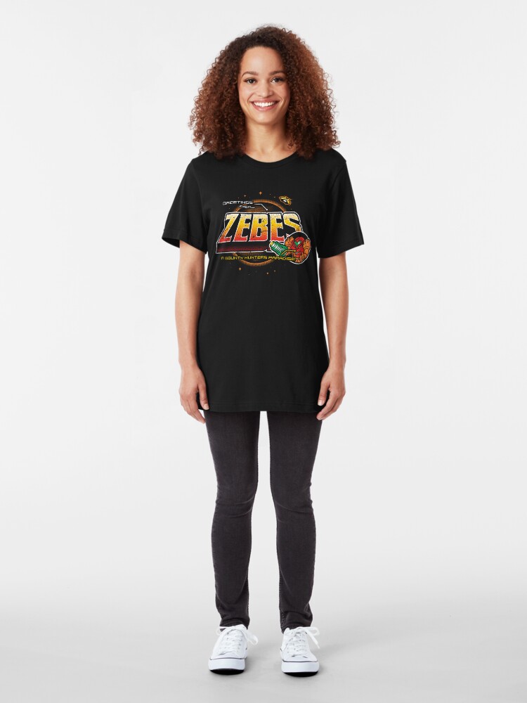 Alternate view of Greetings from Zebes! Slim Fit T-Shirt