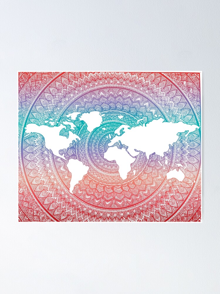 Colourful world map Poster