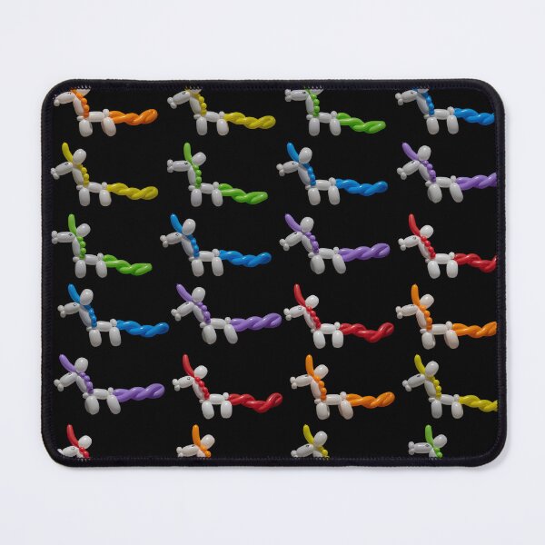 Item preview, Rainbow of balloon animal unicorns on black background designed and sold by Stretch Clendennen.