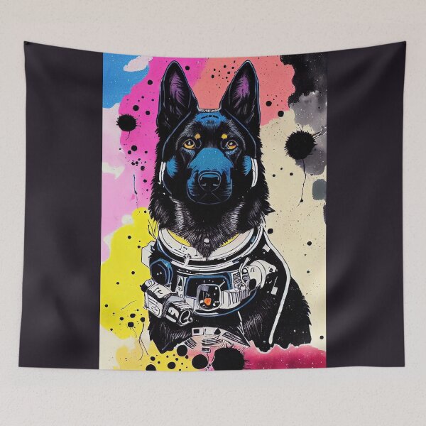 Item preview, Astronaut black german shepherd portrait designed and sold by etherElric.