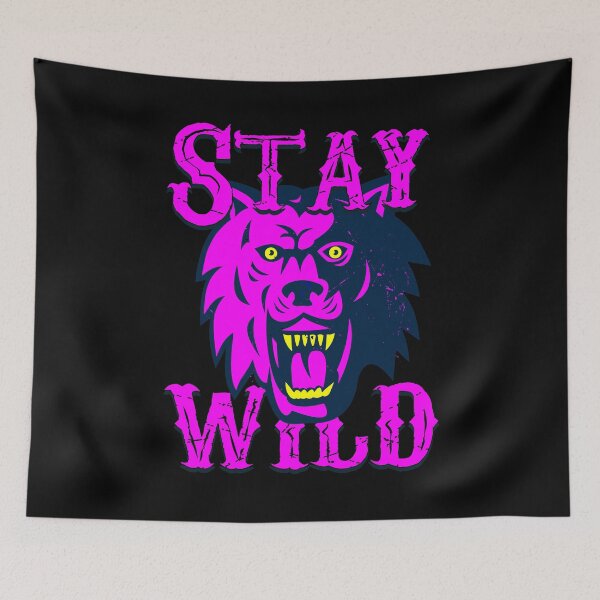 Item preview, Stay Wild Club Ben Azelart Merch - angry wolf - energetic pink color designed and sold by ALLURE-minimal.