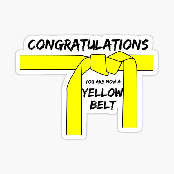 "Yellow Belt Congratulations Sticker for Martial Arts Taekwondo