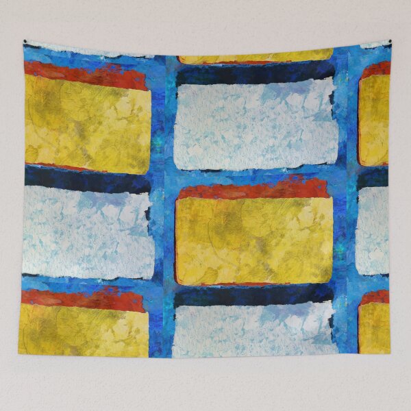 Item preview, Color Stack Red Blue Yellow White Modern Abstract Art designed and sold by Sharon Cummings Art.