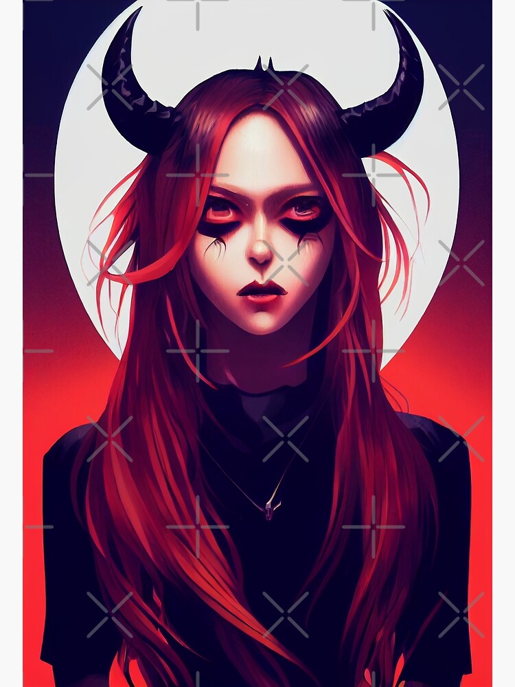 Demon Anime Cartoon Girl Ai Generated Art Poster For Sale By Ai1artist Redbubble 