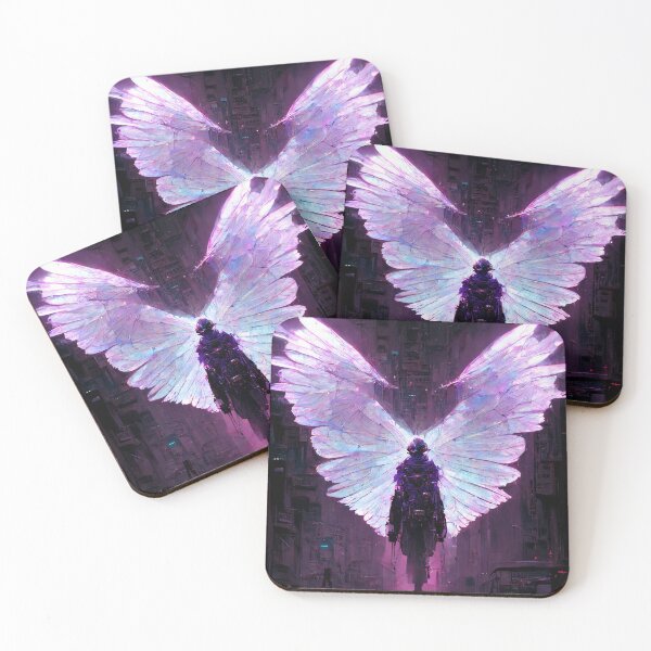 Item preview, Purple cyberpunk angel - AI generated artwork designed and sold by AI1artist.