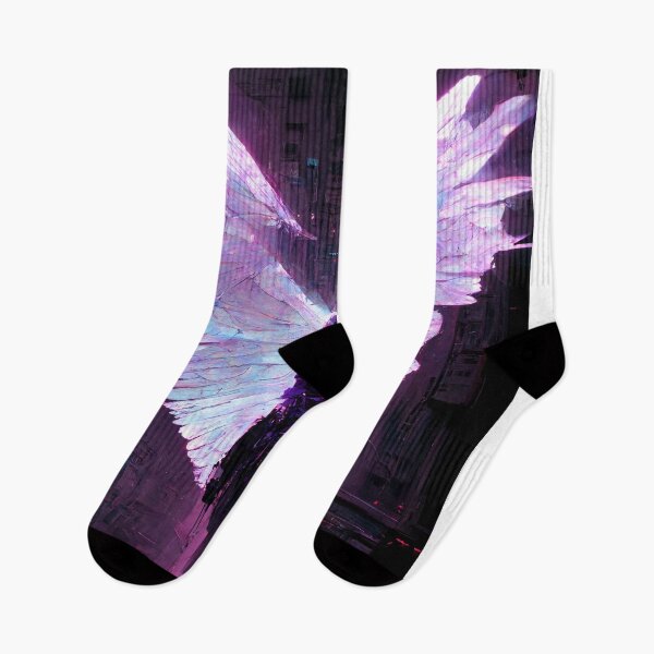 Item preview, Purple cyberpunk angel - AI generated artwork designed and sold by AI1artist.