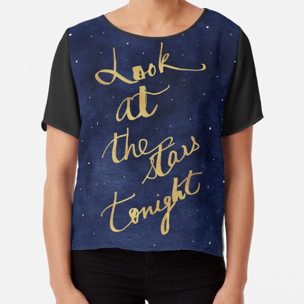 Starry Night Quote Poster Decor, Celestial Stars Astronomy Galaxy Art Poster Decor Chiffon Top