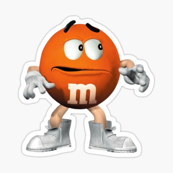 "M&m’s orange man ,funny M&m’s illustration" Sticker for Sale by