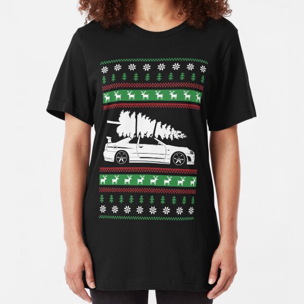 Weihnachten Nissan GTR R34 Slim Fit T-Shirt